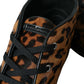 Brown Leopard Pony Hair Leather Sneakers Shoes