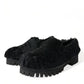 Black Fur Leather Slippers Dress Shoes