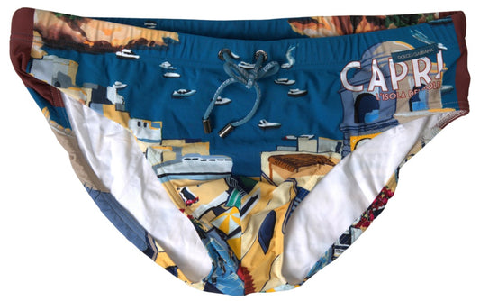 Multicolor Print Swim Briefs – Italian Elegance