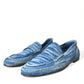 Blue Raffia Slip On Loafers Casual Shoes
