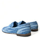 Blue Raffia Slip On Loafers Casual Shoes