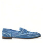 Blue Raffia Slip On Loafers Casual Shoes