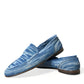 Blue Raffia Slip On Loafers Casual Shoes