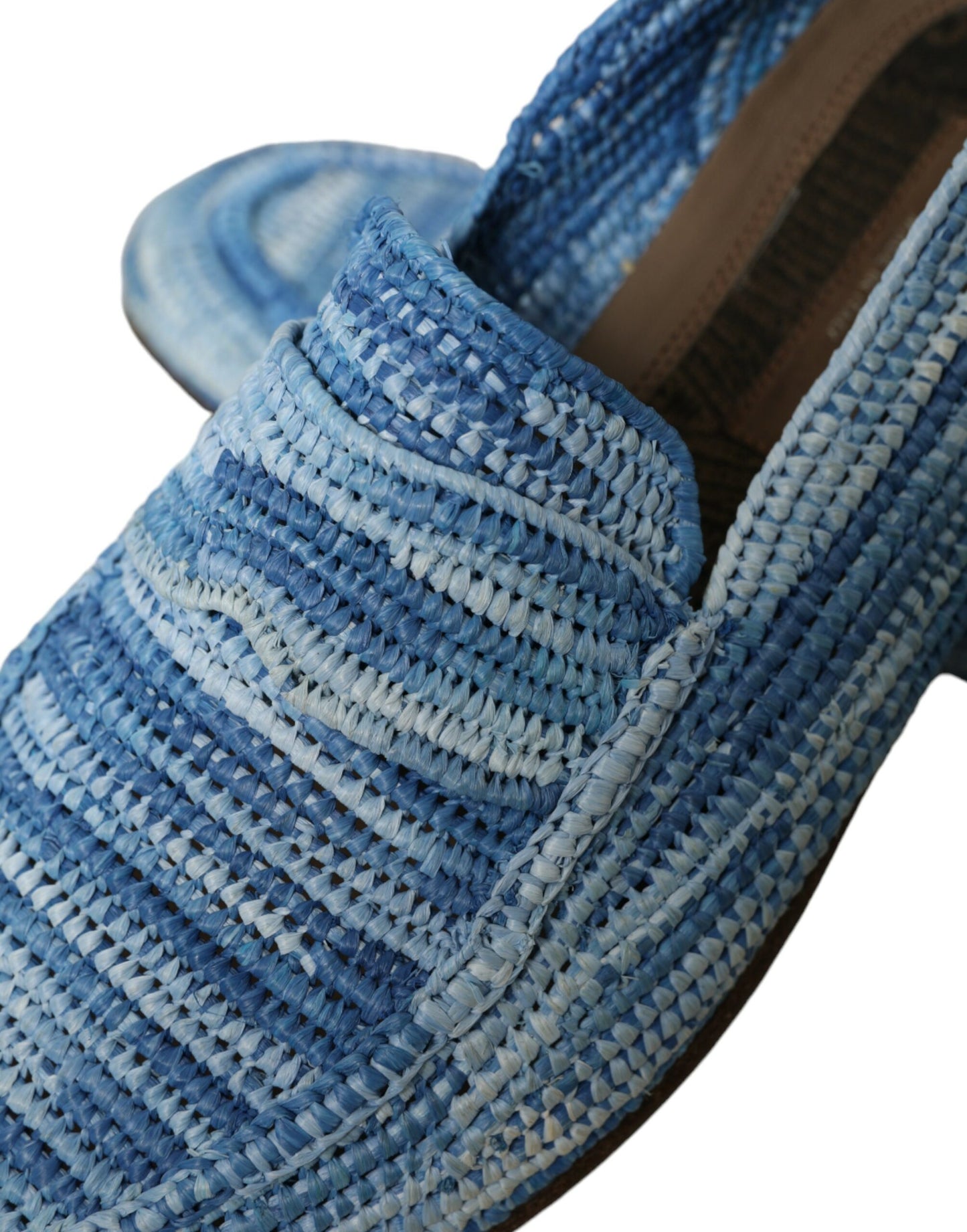 Blue Raffia Slip On Loafers Casual Shoes