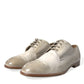 White Distressed Leather Derby Dress Shoes