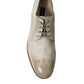 White Distressed Leather Derby Dress Shoes