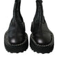 Black Leather Slip On Stretch Chelsea Boots Shoes