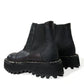 Black Leather Slip On Stretch Chelsea Boots Shoes
