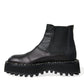 Black Leather Slip On Stretch Chelsea Boots Shoes