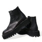 Black Leather Slip On Stretch Chelsea Boots Shoes