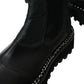 Black Leather Slip On Stretch Chelsea Boots Shoes