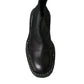 Black Leather Slip On Stretch Chelsea Boots Shoes