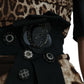 Black Brown Leopard Embellished Sheath Gown Dress