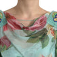 Blue Floral Print Tiered Long Maxi Dress