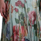 Blue Floral Print Tiered Long Maxi Dress