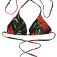 Black Floral Halter Swimwear 2 Piece Bikini