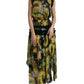 Black Sunflower A-line Pleated Maxi Dress