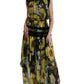 Black Sunflower A-line Pleated Maxi Dress