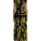 Black Sunflower A-line Pleated Maxi Dress
