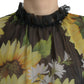 Black Sunflower A-line Pleated Maxi Dress