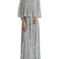 White Polka Dot A-line Pleated Maxi Dress