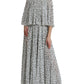White Polka Dot A-line Pleated Maxi Dress