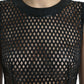 Black Sequined Sleeveless Mesh Layered Gown Dress