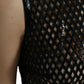 Black Sequined Sleeveless Mesh Layered Gown Dress