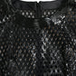 Black Sequined Sleeveless Mesh Layered Gown Dress