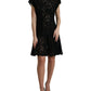Black Floral Lace Cotton A-line Mini Dress