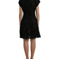 Black Floral Lace Cotton A-line Mini Dress
