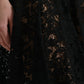 Black Floral Lace Cotton A-line Mini Dress