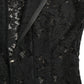 Black Floral Lace Cotton A-line Mini Dress