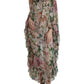 Pink Floral Chiffon Ruched Frilled Maxi Dress