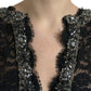 Black Lace Crystal Embellished Shift Dress
