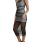Black White Cotton Sheer Bodycon Midi Dress