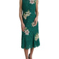 Green Lace Floral Applique Aline Midi Dress