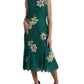 Green Lace Floral Applique Aline Midi Dress
