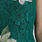 Green Lace Floral Applique Aline Midi Dress