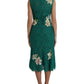 Green Lace Floral Applique Aline Midi Dress