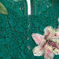 Green Lace Floral Applique Aline Midi Dress