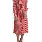 White Red Silk A-Line Shift Gown Maxi Dress