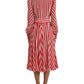 White Red Silk A-Line Shift Gown Maxi Dress
