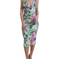 Multicolor Floral V-neck Sheath Midi Dress