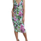 Multicolor Floral V-neck Sheath Midi Dress