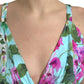 Multicolor Floral V-neck Sheath Midi Dress