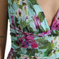 Multicolor Floral V-neck Sheath Midi Dress