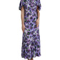 Purple Anemone Print Silk Aline Maxi Dress