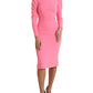 Rose Pink Long Sleeves Bodycon Midi Dress