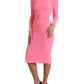 Rose Pink Long Sleeves Bodycon Midi Dress